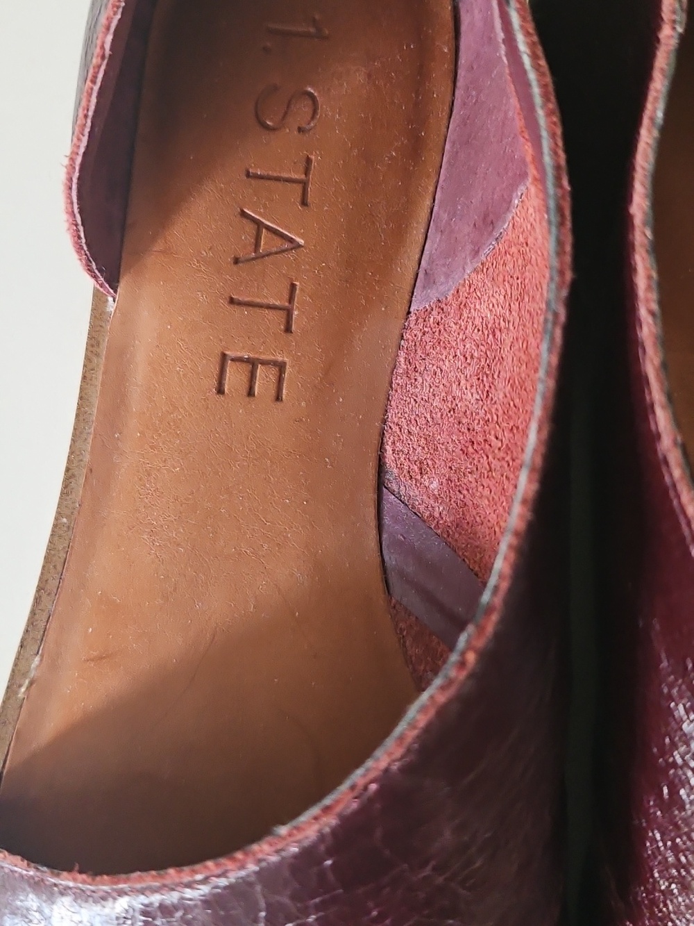 1. State Women's Open-Toe Leather Flats in Wine - Picture 4 of 5